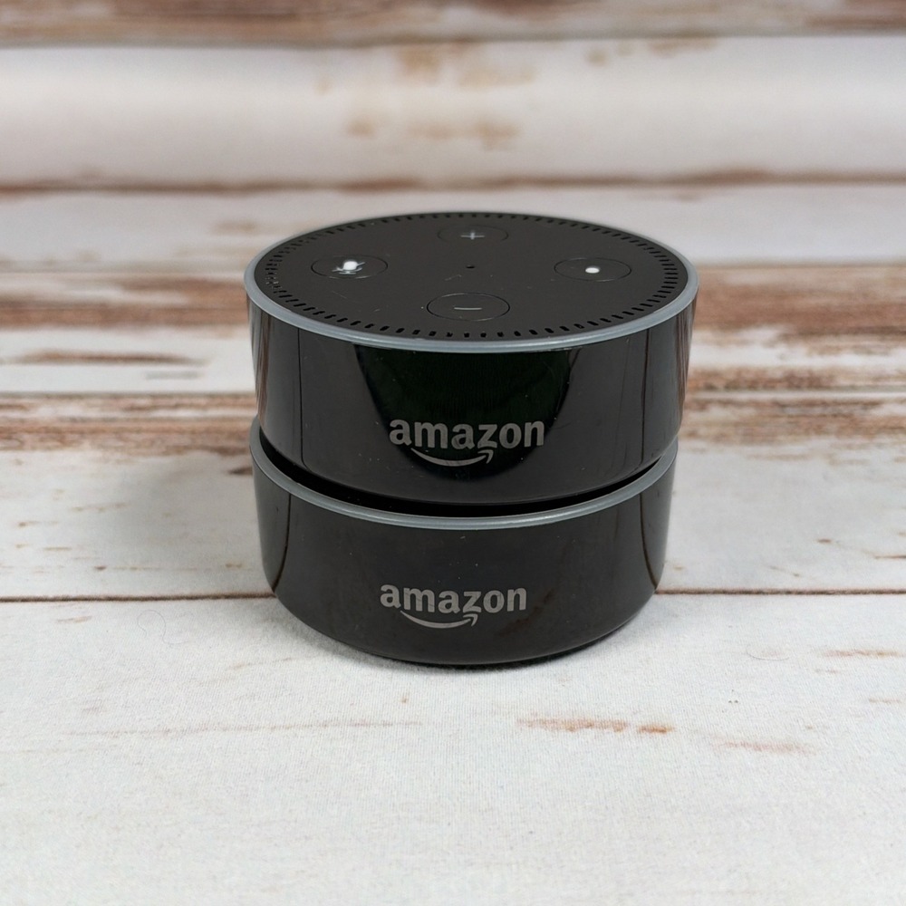 2x Amazon Echo Dot 2nd Generation RS03QR Smart Speaker Puck Black Lot Tested